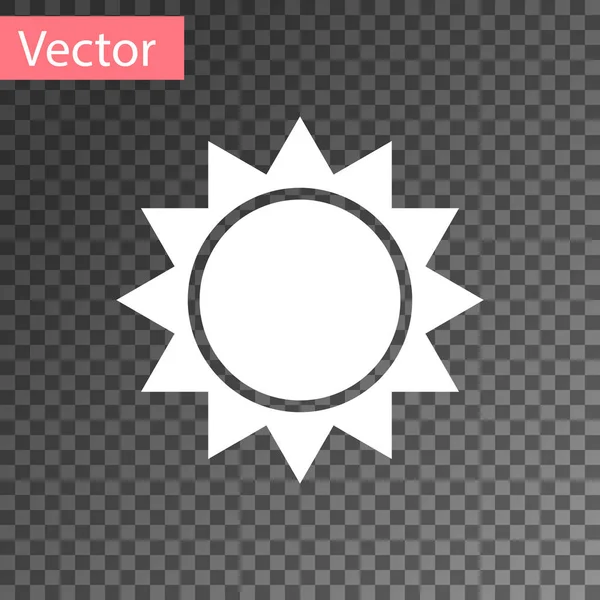 在透明背景上隔离的白色太阳图标。矢量插图 — 图库矢量图片