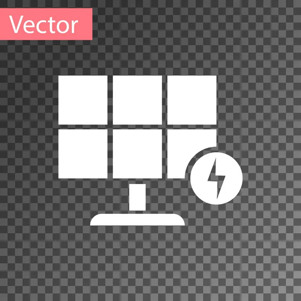 Ícone de painel de energia solar branco isolado em fundo transparente. Ilustração vetorial — Vetor de Stock