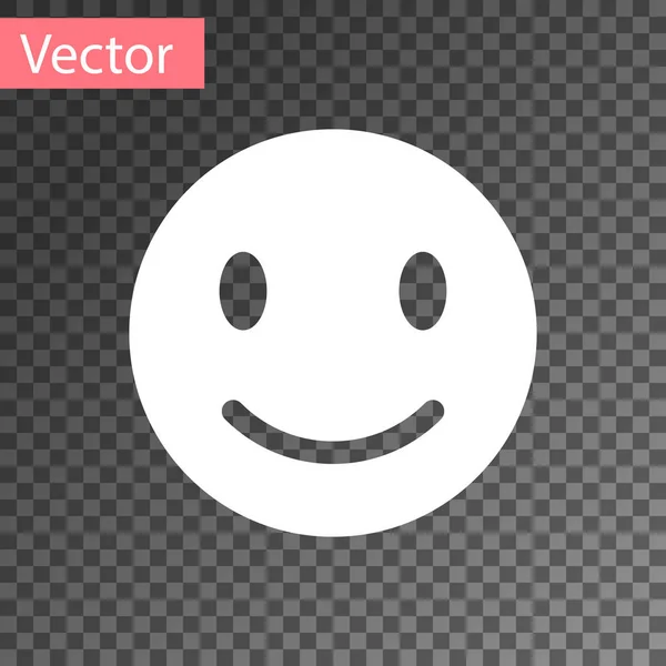 Witte glimlach gezicht pictogram geïsoleerd op transparante achtergrond. Lachende emoticon. Gelukkig smiley chat symbool. Vector Illustratie — Stockvector