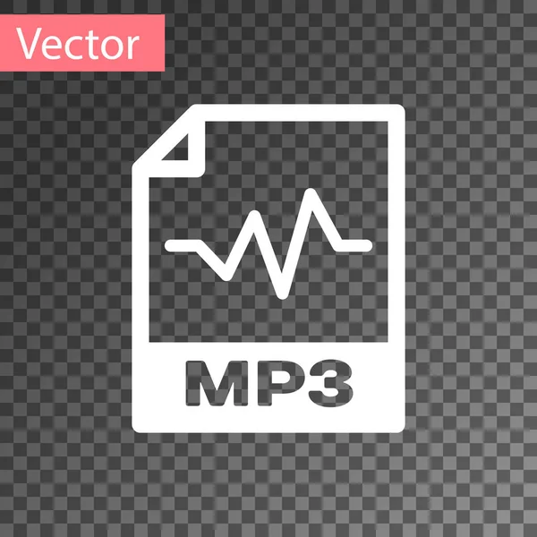 Icono de documento de archivo MP3 blanco. Descargar icono del botón mp3 aislado sobre fondo transparente. Signo de formato de música Mp3. Símbolo de archivo MP3. Ilustración vectorial — Vector de stock