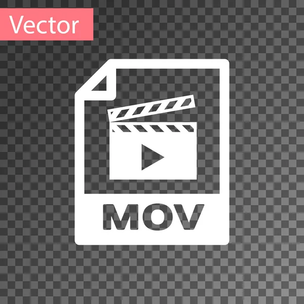 Weiß mov Datei Dokument-Symbol. herunterladen mov button icon isoliert auf transparentem Hintergrund. mov-Dateisymbol. Audio- und Videosammlung. Vektorillustration — Stockvektor