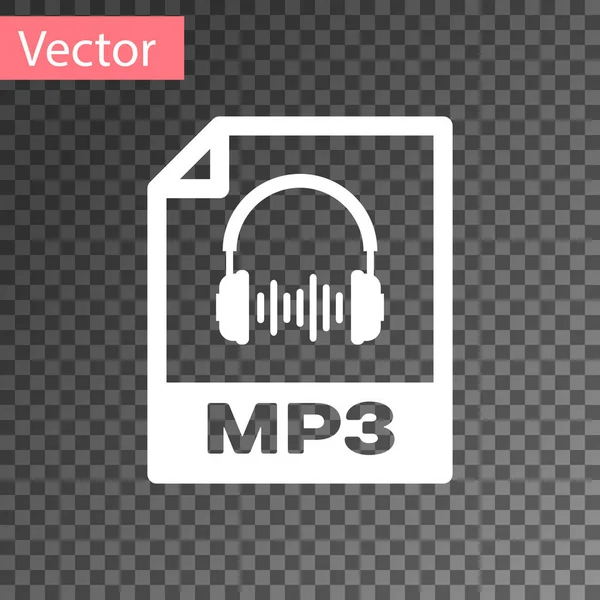 Ícone de documento de arquivo MP3 branco. Baixar ícone de botão mp3 isolado em fundo transparente. Sinal de formato de música Mp3. Símbolo do ficheiro MP3. Ilustração vetorial — Vetor de Stock