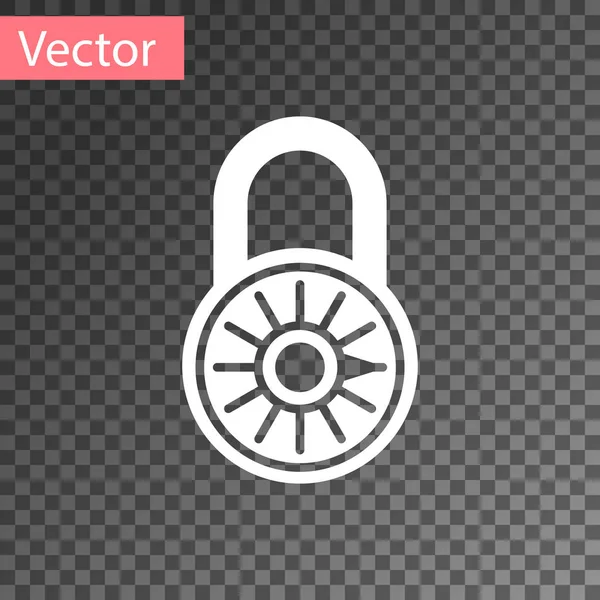 Blanco combinación segura icono de la rueda de bloqueo aislado sobre fondo transparente. Candado de combinación. Seguridad, seguridad, protección, contraseña, concepto de privacidad. Ilustración vectorial — Vector de stock