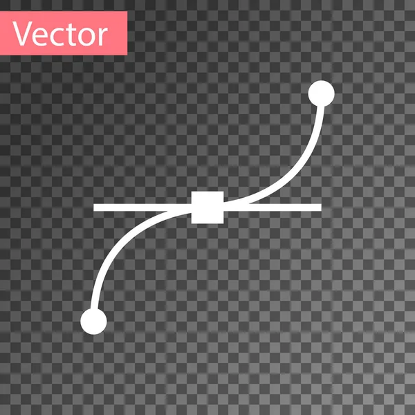 Ícone de curva Bezier branco isolado em fundo transparente. Ícone de caneta ferramenta. Ilustração vetorial — Vetor de Stock