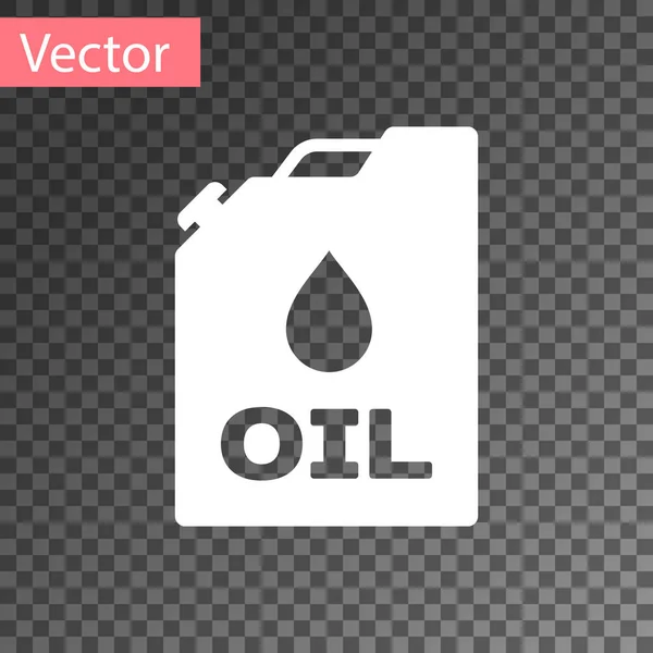 Caixote de plástico branco para o ícone do óleo da máquina do motor isolado no fundo transparente. Galão de petróleo. Serviço de mudança de óleo e reparação. Sinal de óleo do motor. Ilustração vetorial — Vetor de Stock