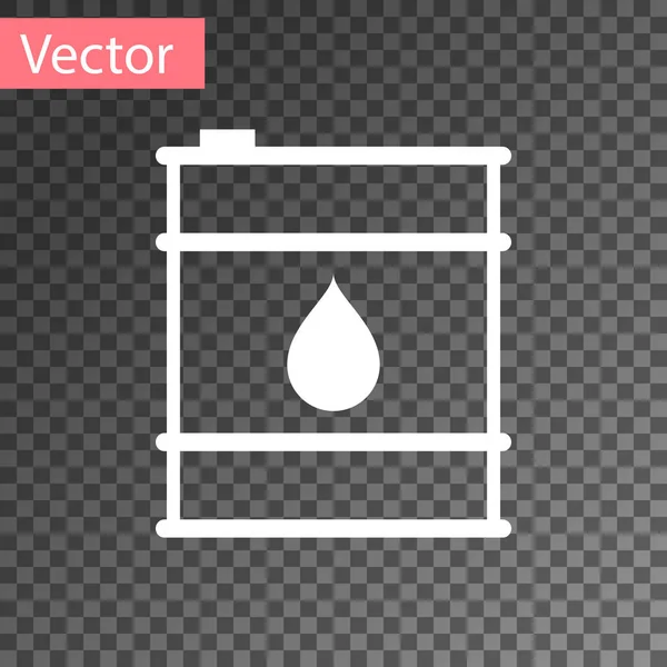 Icône de ligne de baril de pétrole blanc isolé sur fond transparent. Conteneur à baril d'huile. Pour l'infographie, le carburant, l'industrie, le pouvoir, l'écologie. Illustration vectorielle — Image vectorielle