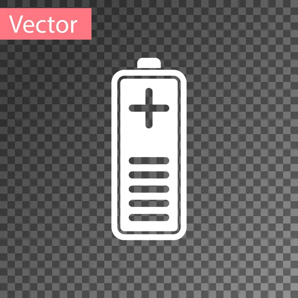 Weiße Batterieladestandsanzeige isoliert auf transparentem Hintergrund. Vektorillustration — Stockvektor