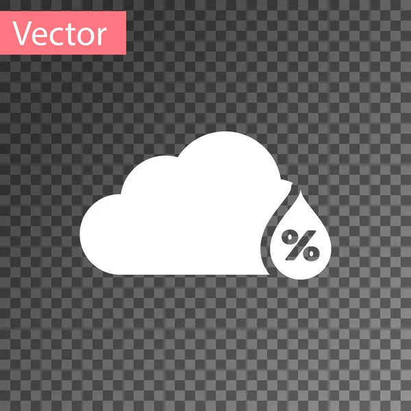 Icône Humidité blanche isolée sur fond transparent. Météo et météorologie, nuages, symbole du thermomètre. Illustration vectorielle — Image vectorielle