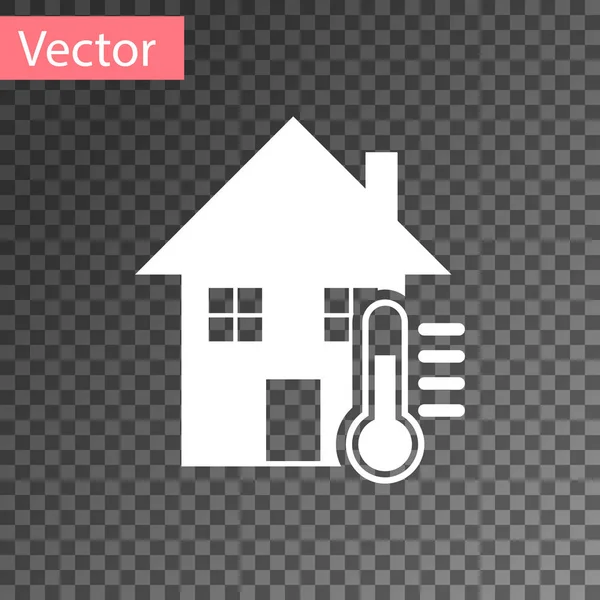 Weißes Haus Temperatur-Symbol isoliert auf transparentem Hintergrund. Thermometer-Symbol. Vektorillustration — Stockvektor