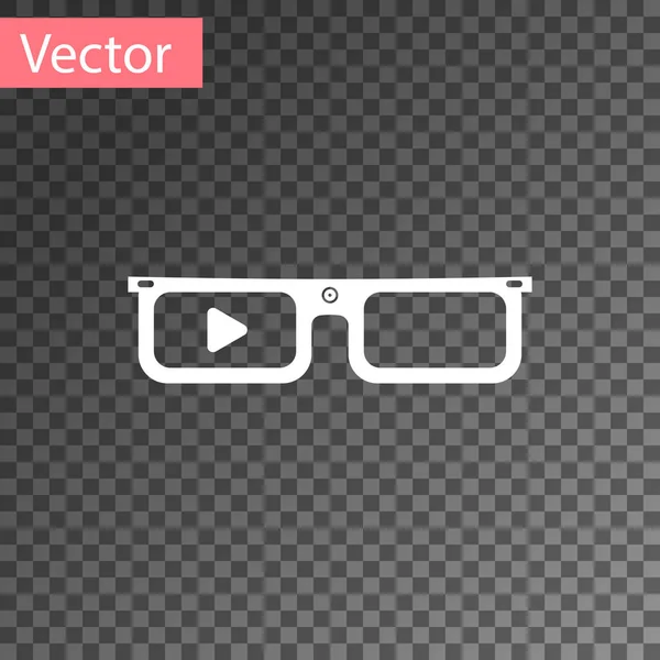 Gafas White Smart montadas sobre un icono de gafas aisladas sobre fondo transparente. Gafas inteligentes de electrónica portátil con cámara y pantalla. Ilustración vectorial — Vector de stock