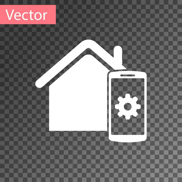 White Smart home - icono del sistema de control remoto aislado sobre fondo transparente. Ilustración vectorial — Vector de stock