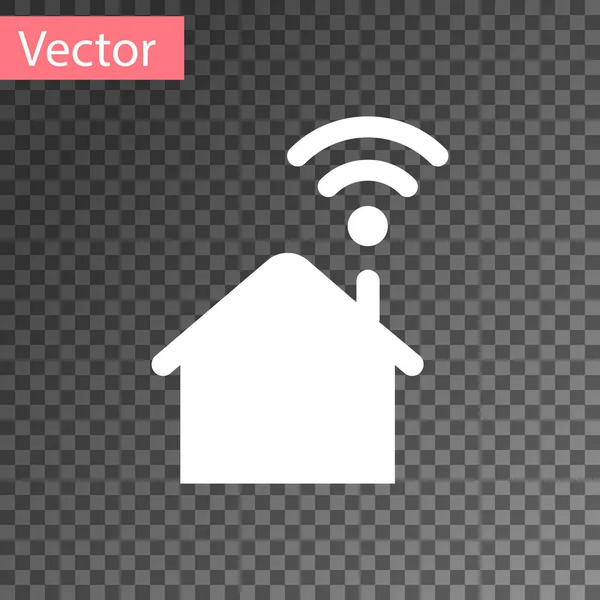 Casa White Smart con icono wi-fi aislado sobre fondo transparente. Control remoto. Ilustración vectorial — Vector de stock