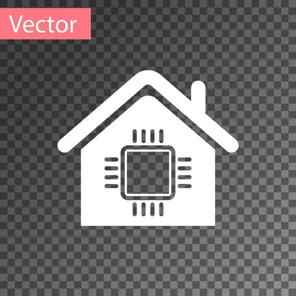 Icono blanco de la casa inteligente aislado sobre fondo transparente. Control remoto. Ilustración vectorial — Vector de stock