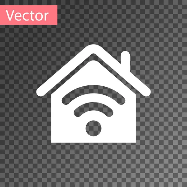 Weißes Smart Home mit WLAN-Symbol isoliert auf transparentem Hintergrund. Fernbedienung. Vektorillustration — Stockvektor