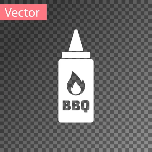 Weiße Ketchup-Flasche Symbol isoliert auf transparentem Hintergrund. Feuerflammensymbol. Grill und Grill-Symbol. Vektorillustration — Stockvektor