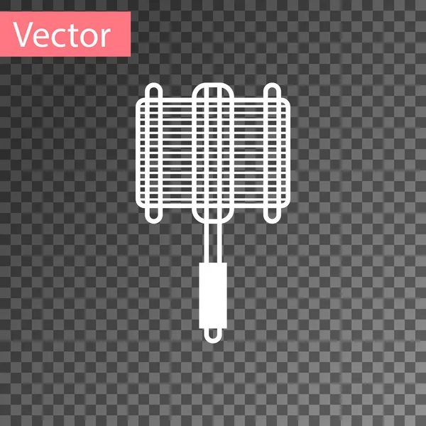 Icône de grille en acier Barbecue blanc isolé sur fond transparent. Vue du dessus du barbecue. Porte-fil pour barbecue. Panier à griller. Illustration vectorielle — Image vectorielle