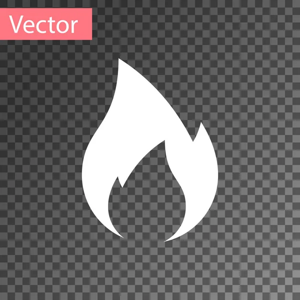 Icono de llama de fuego blanco aislado sobre fondo transparente. Símbolo térmico. Ilustración vectorial — Vector de stock