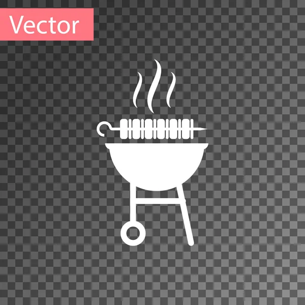 Weißer Grill gegrillter Dönerspieß auf Spießstangen-Symbol isoliert auf transparentem Hintergrund. Grillfleisch Kebab am Spieß. Picknick mit Grillfleisch. Vektorillustration — Stockvektor