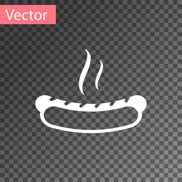 Sanduíche de cachorro quente branco com ícone de mostarda isolado em fundo transparente. Ícone de salsicha. Sinal de comida rápida. Ilustração vetorial — Vetor de Stock