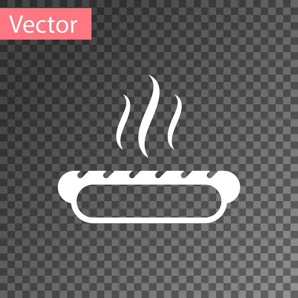 Weißes Hotdog-Sandwich mit Senf-Symbol auf transparentem Hintergrund. Wurst Ikone. Fast-Food-Schild. Vektorillustration — Stockvektor