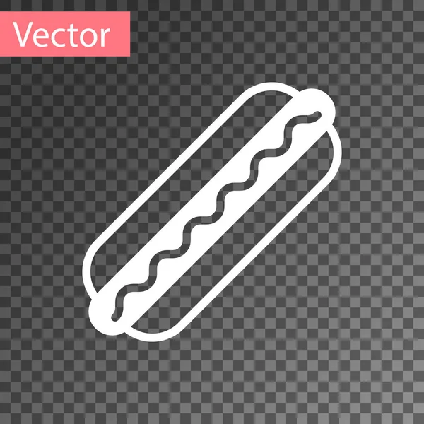 Panino hot dog bianco con icona di senape isolata su sfondo trasparente. Icona della salsiccia. Segno di fast food. Illustrazione vettoriale — Vettoriale Stock