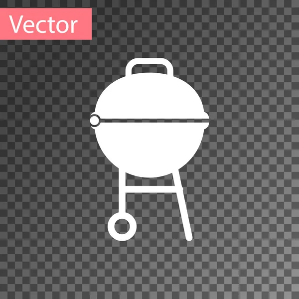 White Barbecue grill icon isolated on transparent background. BBQ grill party. Vector Illustration — Stock Vector