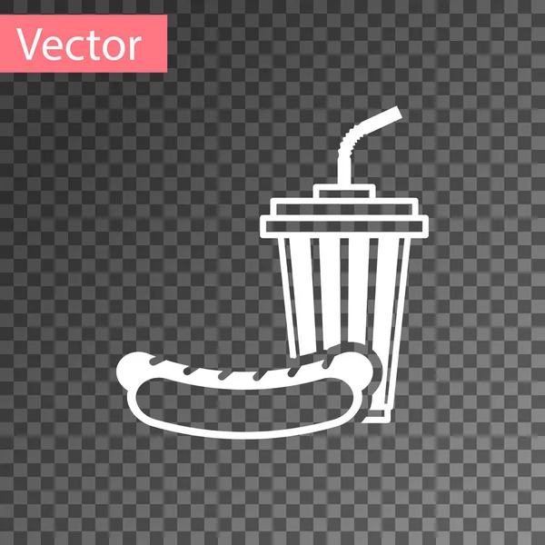 Weißes Limo und Hotdog-Symbol isoliert auf transparentem Hintergrund. Fast Food-Symbol. Vektorillustration — Stockvektor