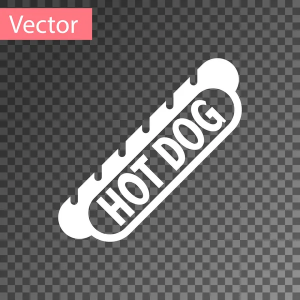 Weißes Hotdog-Sandwich-Symbol isoliert auf transparentem Hintergrund. Wurst Ikone. Fast-Food-Schild. Vektorillustration — Stockvektor