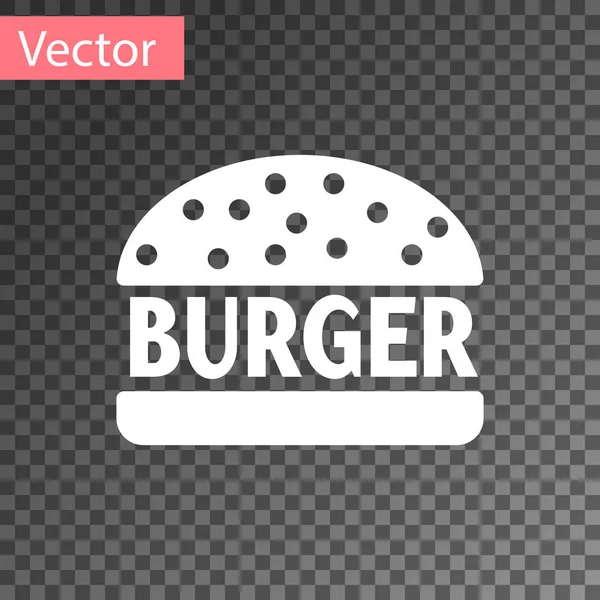 Ícone Burger branco isolado em fundo transparente. Ícone de hambúrguer. Sinal de sanduíche de hambúrguer de queijo. Ilustração vetorial — Vetor de Stock