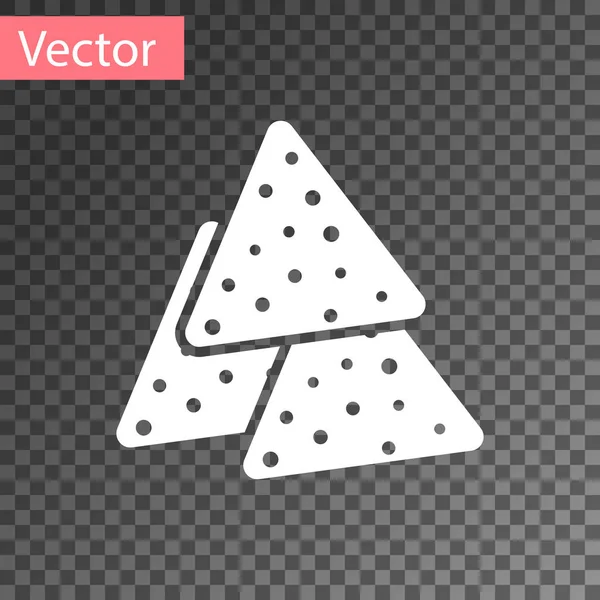 白色的Nachos图标在透明的背景下被隔离。 玉米片或玉米片玉米片。 传统的墨西哥快餐。 病媒图解 — 图库矢量图片