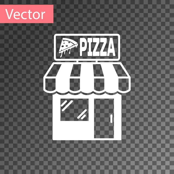 Pizzaria branca ícone da fachada do edifício isolado em fundo transparente. Quiosque de pizzaria de comida rápida. Ilustração vetorial — Vetor de Stock