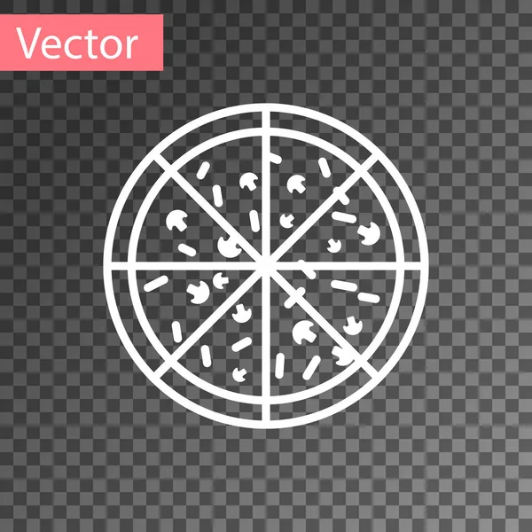 Icône de pizza blanche isolée sur fond transparent. Illustration vectorielle — Image vectorielle
