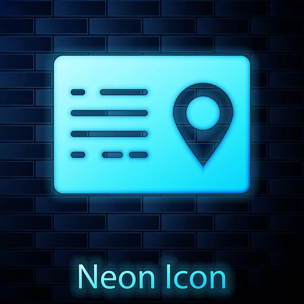 Leuchtende Neon-Adressbuch-Symbol isoliert auf Backsteinwand Hintergrund. Telefonbuch. Vektorillustration — Stockvektor