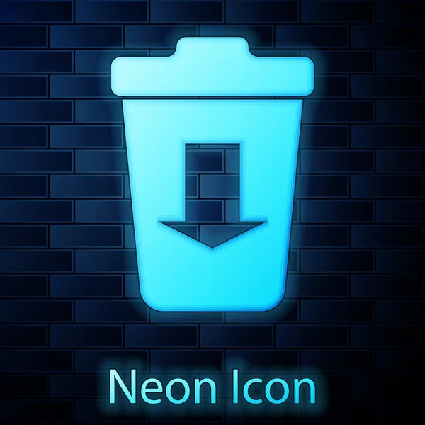 Izzó neon küldje el a szemetet ikon izolált téglafal háttérben. Vektoros illusztráció — Stock Vector