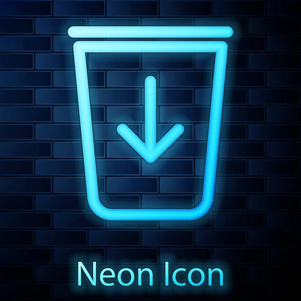 Leuchtende Neon senden, um die Müllzeile Symbol isoliert auf Backsteinwand Hintergrund. Vektorillustration — Stockvektor