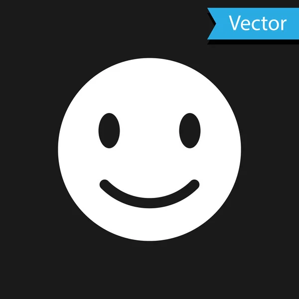 Icono de cara de sonrisa blanca aislado sobre fondo negro. Emoticono sonriente. Feliz símbolo de chat sonriente. Ilustración vectorial — Vector de stock