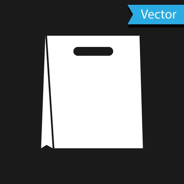 Icona della shopping bag White Paper isolata su sfondo nero. Un cartello. Illustrazione vettoriale — Vettoriale Stock