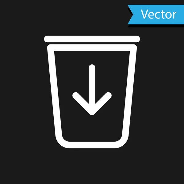 Blanco Enviar al icono de la línea de basura aislado sobre fondo negro. Ilustración vectorial — Vector de stock