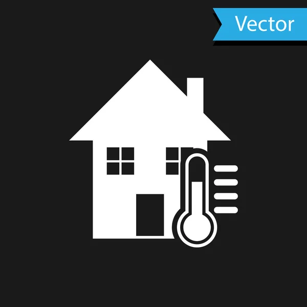 Icône de température de la Maison Blanche isolée sur fond noir. Icône du thermomètre. Illustration vectorielle — Image vectorielle