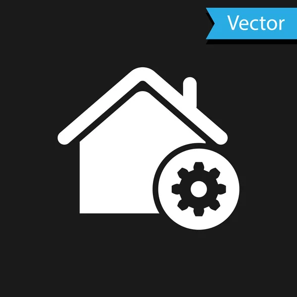 Icono de configuración del hogar Smart blanco aislado sobre fondo negro. Control remoto. Ilustración vectorial — Vector de stock