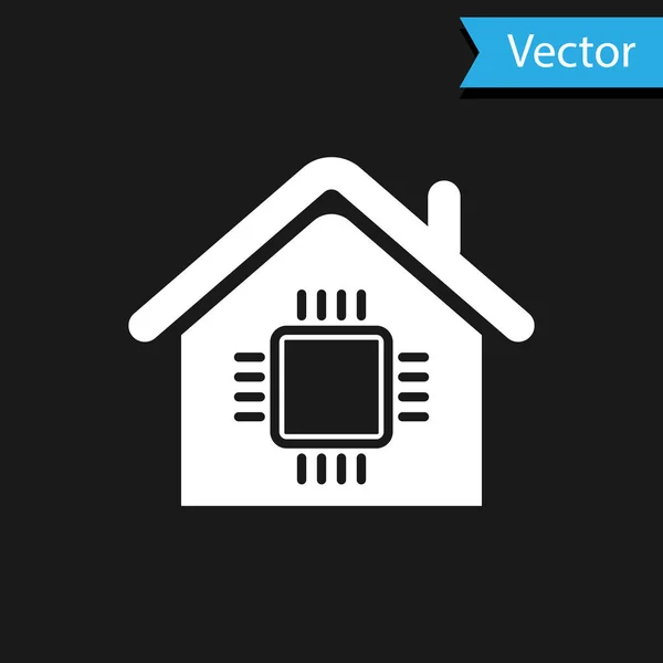 Белый значок дома Smart выделен на черном фоне. Дистанционное управление. Векторная миграция — стоковый вектор