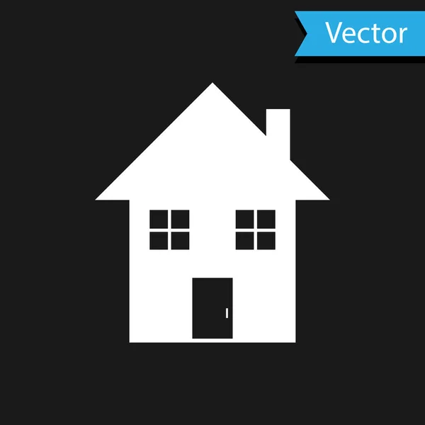 Icono de la Casa Blanca aislado sobre fondo negro. Símbolo casero. Ilustración vectorial — Vector de stock