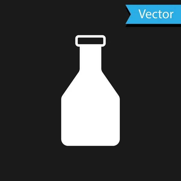 Icono blanco de la botella de Ketchup aislado sobre fondo negro. Ilustración vectorial — Vector de stock