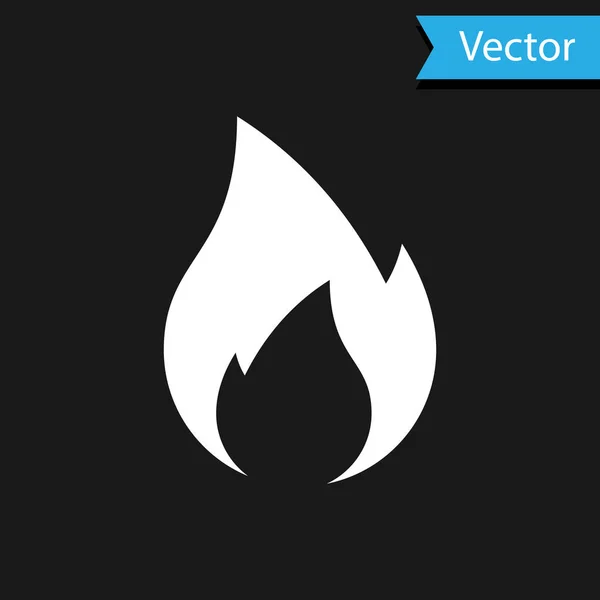 White Fire flame icon isolated on black background. Heat symbol. Vector Illustration