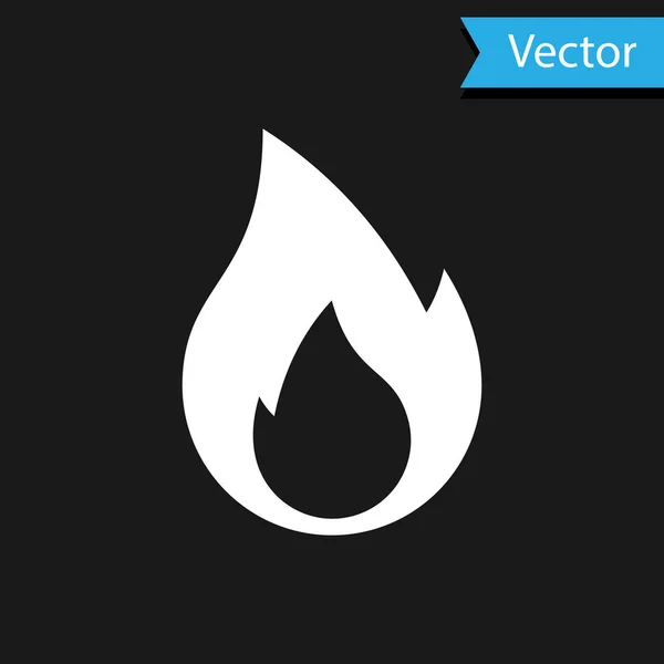 White Fire flame icon isolated on black background. Heat symbol. Vector Illustration