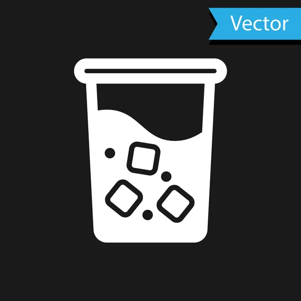 Weißes Glas mit Wassersymbol isoliert auf schwarzem Hintergrund. Limo-Glas vorhanden. frisches Kaltgetränk Symbol. Vektorillustration — Stockvektor