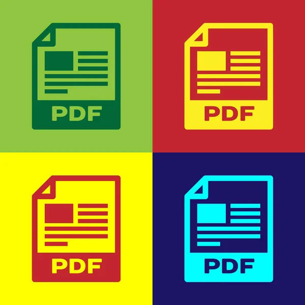 Ícone de documento de arquivo PDF colorido. Baixar ícone de botão pdf isolado em fundos de cor. Símbolo de ficheiro PDF. Ilustração vetorial —  Vetores de Stock