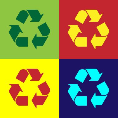 Renk arka planlarda yalıtılmış Renk Geri Dönüşüm simgesi. Dairesel ok simgesi. Çevre geri dönüştürülebilir yeşil gidin. Vektör İllüstrasyonu