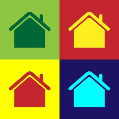 Renk arka planlarda yalıtılmış Renk Evi simgesi. Ev sembolü. Vektör İllüstrasyonu
