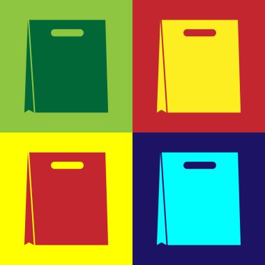 Renkli Kağıt alışveriş çantası simgesi renk arka planlarda izole. Paket işareti. Vektör İllüstrasyonu